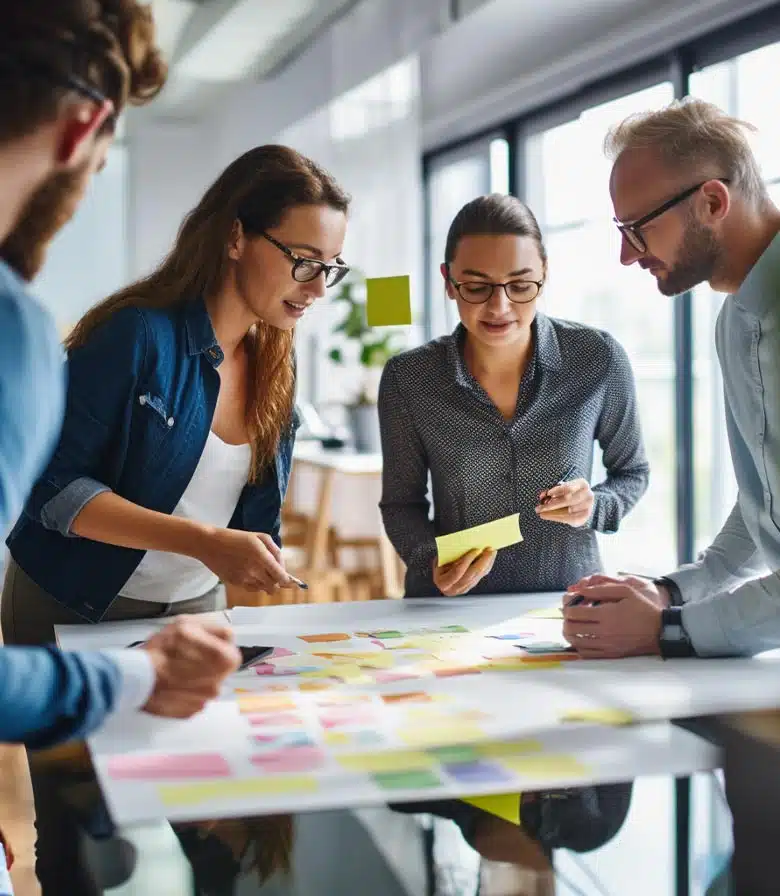 Plusieurs Membres De L'Agence Algos Qui Travaillent Sur Un Nouveau Design Web D'Un Site